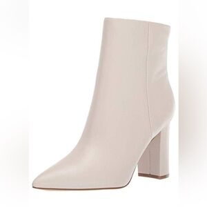 Marc Fisher heeled pointed-toe booties in ivory white